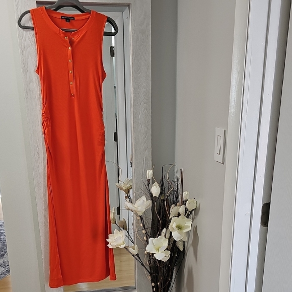 Boston Proper, Orange Sleeveless Maxi Dress, S - Picture 1 of 6